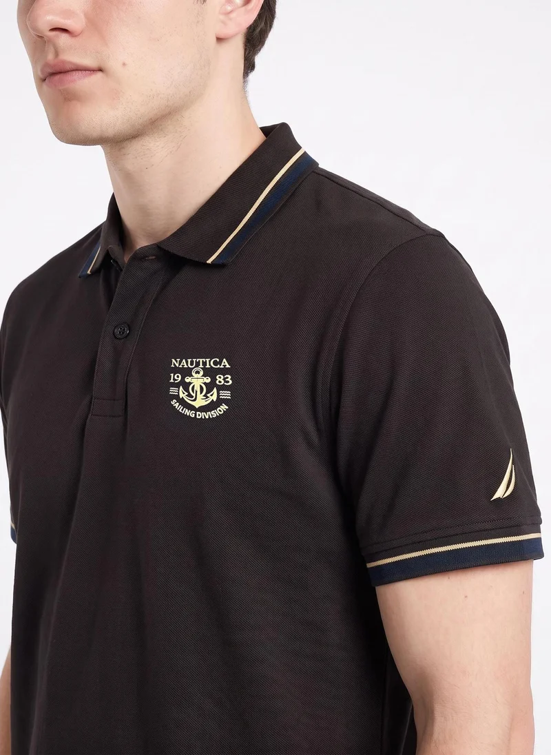 Nautica  Men's Polo Regular Fit Short Sleeve Premium Essentials Cotton Polo - CoffeeBrown for Men | Best Price UAE