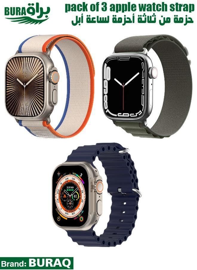 BURAQ - Apple Watch Band Strap For Apple Watch Ultra 2/Ultra 49mm, Series 10 46mm, 9/8/7 45mm, SE2/SE/6/5/4 44mm, 3/2/1 42mm - Image 1