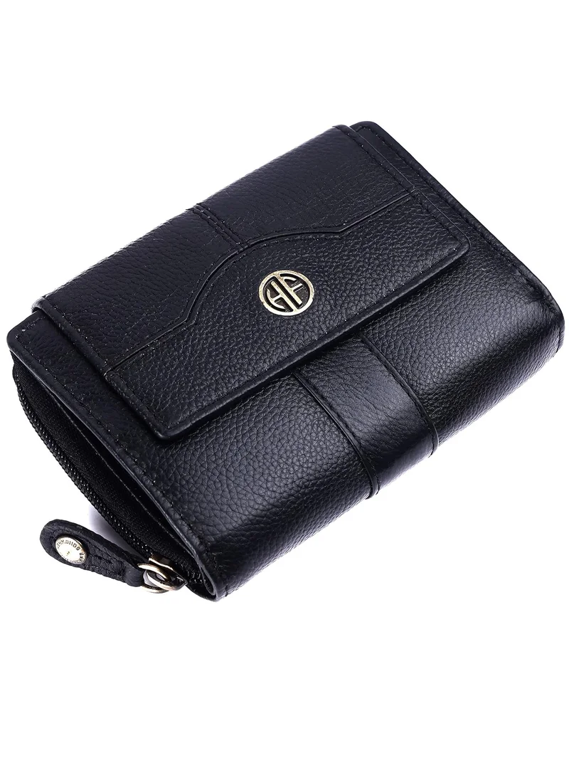 HAMMONDS FLYCATCHER wallet for women - Leather Ladies Wallet - Black - 14 Card Slots - RFID Protection - 3 ID Card Slots - Women's Wallet - Button Closure -Hand Wallet - Daily Use, Money Purse | L4XD
