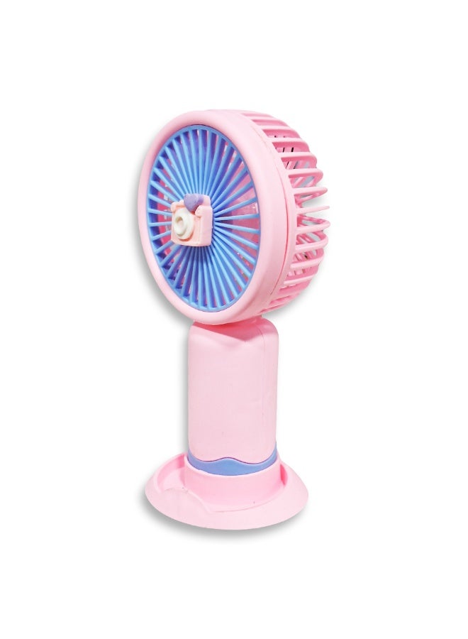 Mini handheld fan, Cute design decorated with ears and flower in the middle, small size and easy to carry by hand or put in bag, equipped with USB rechargeable battery, on/off button, strong air speed , nice gift for kids - Image 3
