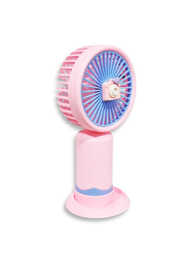 Mini handheld fan, Cute design decorated with ears and flower in the middle, small size and easy to carry by hand or put in bag, equipped with USB rechargeable battery, on/off button, strong air speed , nice gift for kids - Image 2