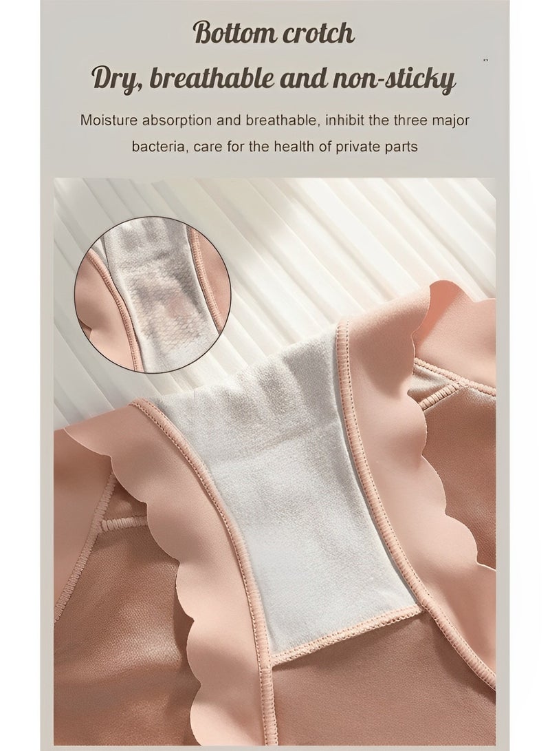 REOCLE Women's Brief Panties High-Waisted Ice Silk Underwear Moisture-Wicking Underwear Super Soft Designed with Comfort in Mind High Waist Triangle Pants for Women  - Image 3