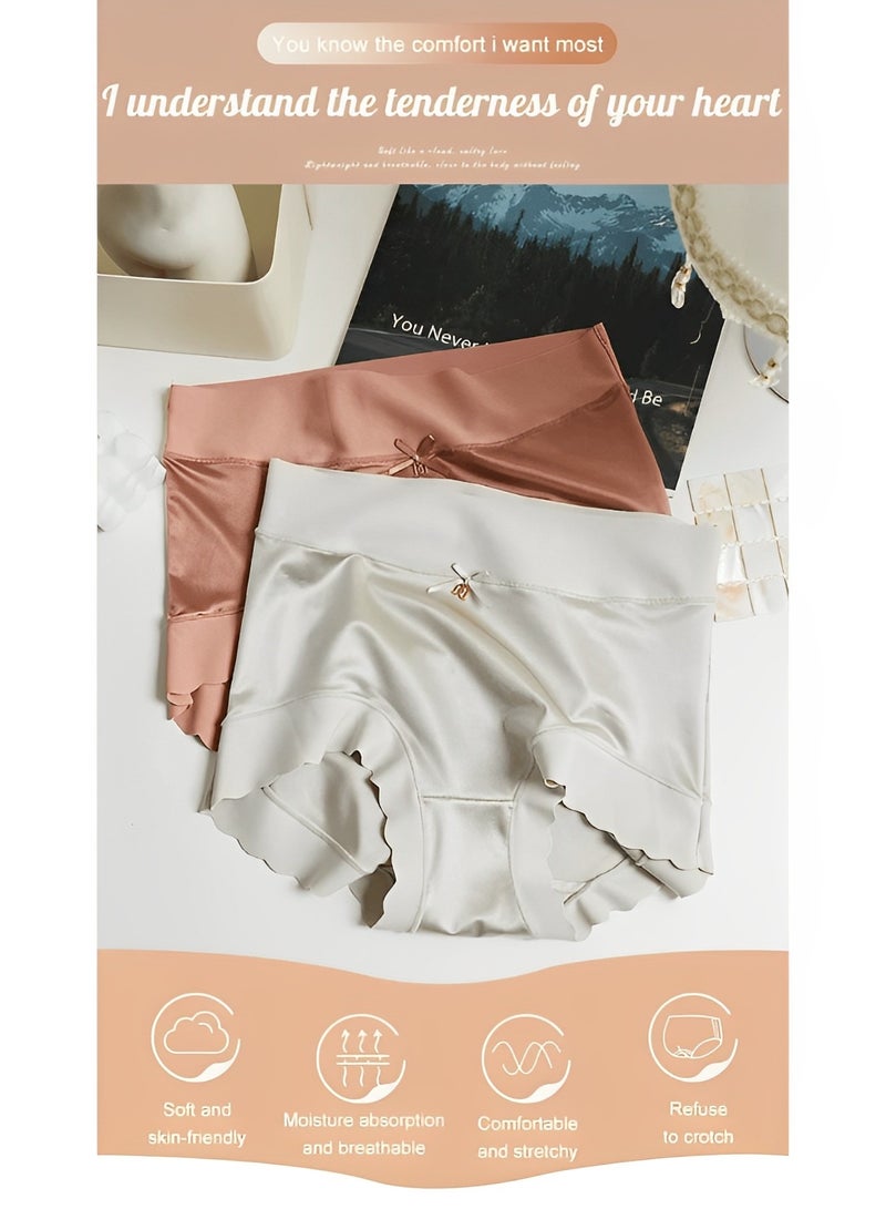 REOCLE Women's Brief Panties High-Waisted Ice Silk Underwear Moisture-Wicking Underwear Super Soft Designed with Comfort in Mind High Waist Triangle Pants for Women  - Image 2