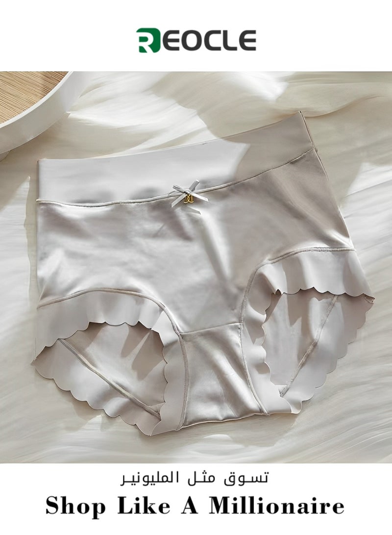 REOCLE Women's Brief Panties High-Waisted Ice Silk Underwear Moisture-Wicking Underwear Super Soft Designed with Comfort in Mind High Waist Triangle Pants for Women  - Image 1