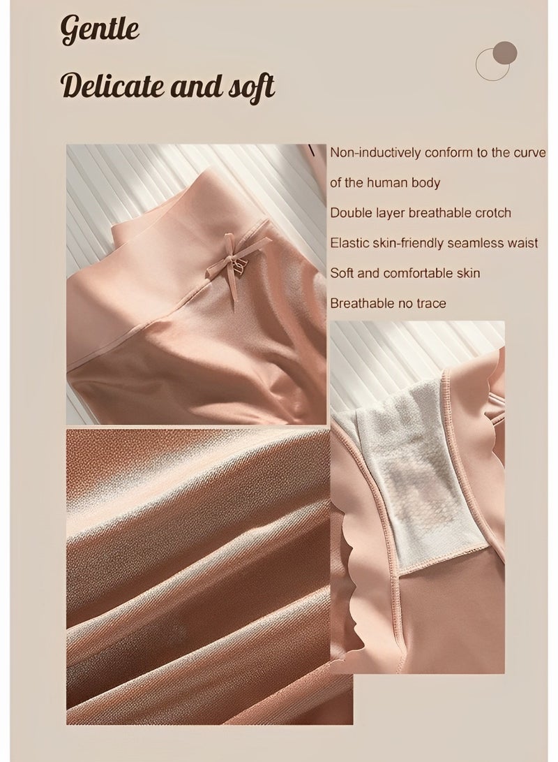 REOCLE Women's Brief Panties High-Waisted Ice Silk Underwear Moisture-Wicking Underwear Super Soft Designed with Comfort in Mind High Waist Triangle Pants for Women  - Image 5