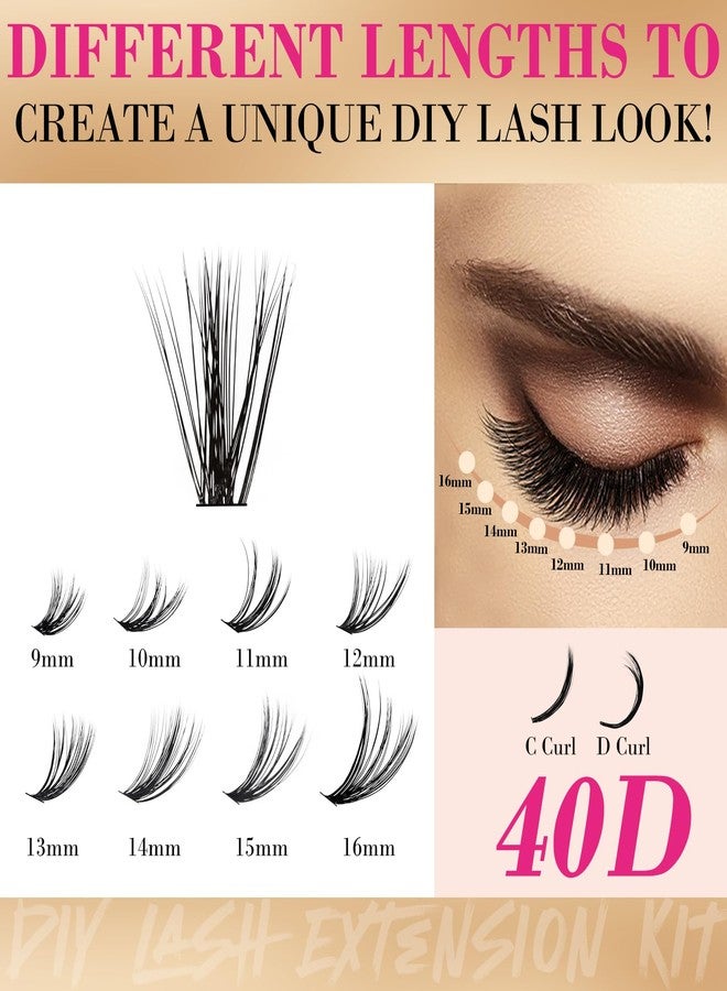 Miuffue 360 PCS Individual Cluster Lashes C Curl 0.07D 9-16mm MIX 40D DIY Eyelash Extensions Reusable False Lashes Long Faux Mink Eyelash Clusters Extensions - Image 3