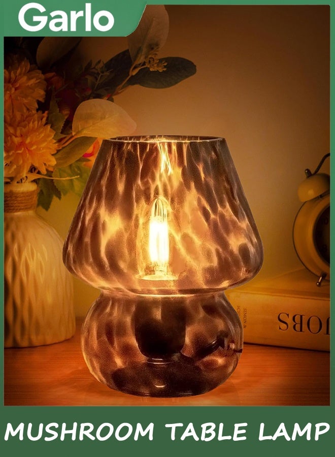 Mushroom Lamp Small Vintage Table Lamp for Bedroom Nightstand, Bedside Lamp Translucent Glass Stepless Dimmable, Murano Aesthetic Home Decor for Living Room Kitchen Mother's Day