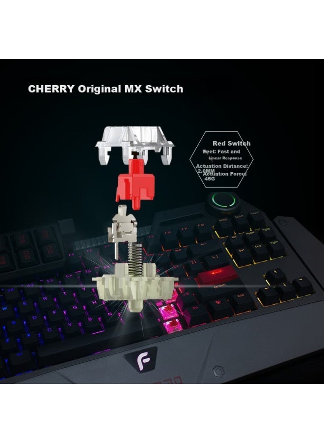 Dearmo F4 Mechanical Keyboard, Wired Keyboard, Gaming Keyboard, Rgb Backlit Keyboard, Pbt Keycaps, Modular Detachable Keyboard, Deep Space Gray, Cherry Red Switches - Image 3