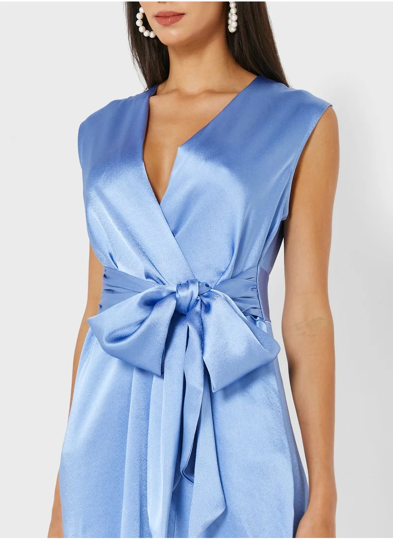 Closet London V-Neck Tie Detail Wrap Dress