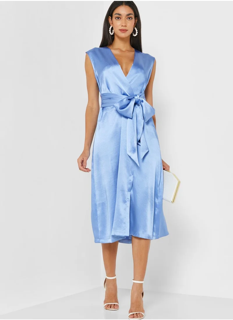 Closet London V-Neck Tie Detail Wrap Dress