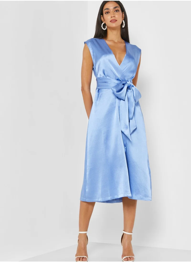 Closet London V-Neck Tie Detail Wrap Dress