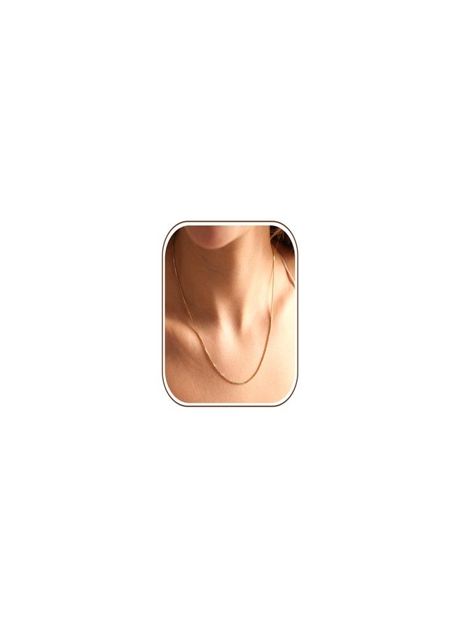 Krfy Gold Chain Necklace for Women Trendy - 925 Sterling Silver Clasp Dainty Choker Necklace 14K Gold Plated 14/16/18/20 inch Thin Simple Box Figaro Chain Herringbone Necklace Gold Jewelry for Women, - Image 1
