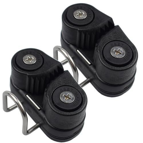 RANDDER Cam Cleats with Wire Flaired Leading Ring, Nylon Cammatic Cleats for Rope 3mm-15mm, Marine Boat Kayak Equipment Fast Entry (Black, One Size(Pack of 2)) - Image 1