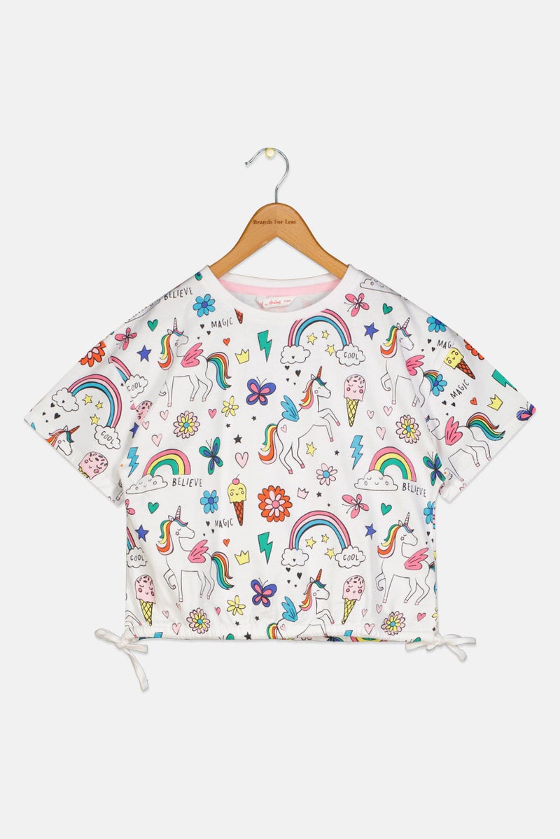Hamleys Kids Girl Crew Neck Short Sleeve Graphic Print T-Shirt, Multicolor - Image 2