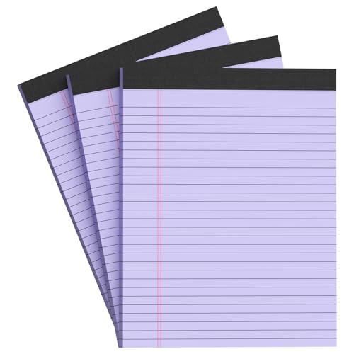 AILZFEI Purple Legal Pad Note Pads 8.5 x 11 inch, Wide Ruled, 30 Sheets/Pad, 20lb Colored Paper, Perforated Notepad with Sturdy Back (3 Pads Purple) - Image 1