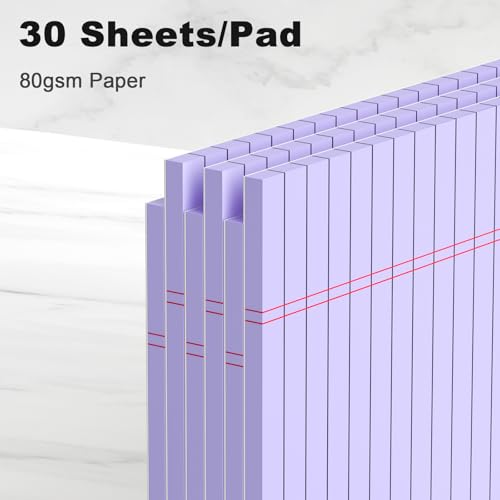 AILZFEI Purple Legal Pad Note Pads 8.5 x 11 inch, Wide Ruled, 30 Sheets/Pad, 20lb Colored Paper, Perforated Notepad with Sturdy Back (3 Pads Purple) - Image 3
