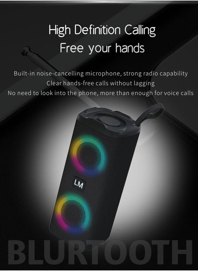 Portable Bluetooth Speaker IPX7 Waterproof Wireless Speaker with LED Melody with 70W High Volume Stereo Sound Support USB Outdoor RGB Wireless Stereo Round Speaker Surround Sound for Home Party Outdoor Picnic