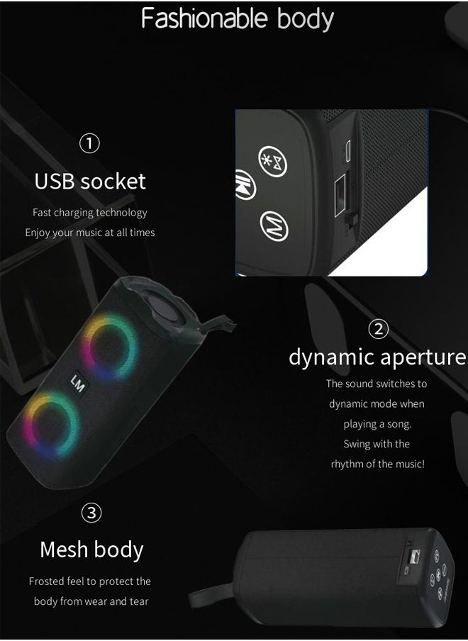 Portable Bluetooth Speaker IPX7 Waterproof Wireless Speaker with LED Melody with 70W High Volume Stereo Sound Support USB Outdoor RGB Wireless Stereo Round Speaker Surround Sound for Home Party Outdoor Picnic