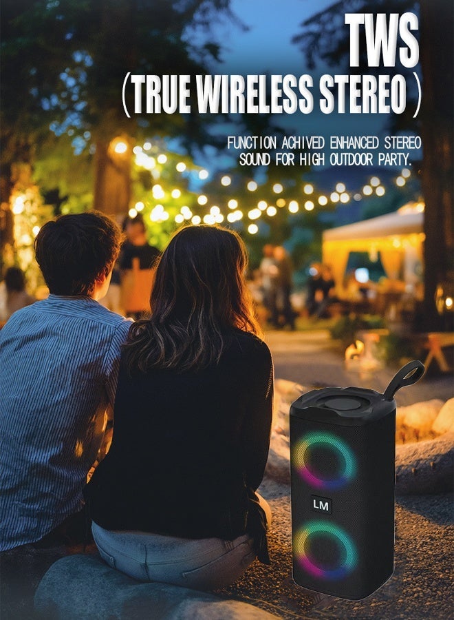 Vixplorn Portable Bluetooth Speaker IPX7 Waterproof Wireless Speaker with LED Melody with 70W High Volume Stereo Sound Support USB Outdoor RGB Wireless Stereo Round Speaker Surround Sound for Home Party Outdoor Picnic - Image 5