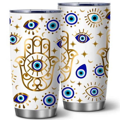 ATHAND Evil Eyes Coffee Mug Insulated Tumblers Cup with Lid 20 Oz  Stainless Steel Vacuum Tumbler Travel Iced Coffee Mugs  Best Birthday Mothers Day Gifts For Women Mom Evil Eye