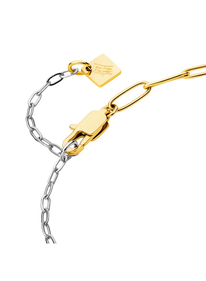 CERRUTI 1881 Cristales Bracelet with Gold-Plated and Silver Chains, Crystal-Embedded "C" Motif, and Iconic Brand Design