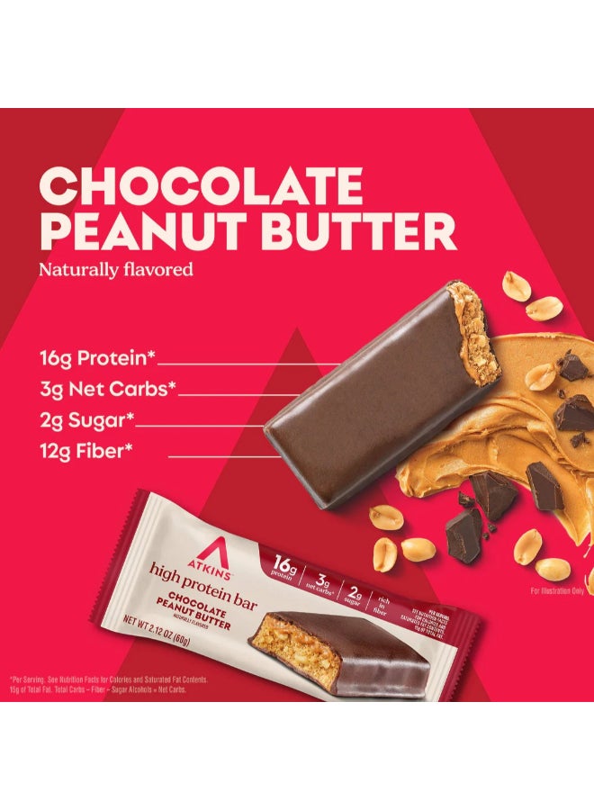 Atkins Protein Meal Bar Chocolate Peanut Butter  5 Bars 2.12 oz (60 g) Each - Image 4