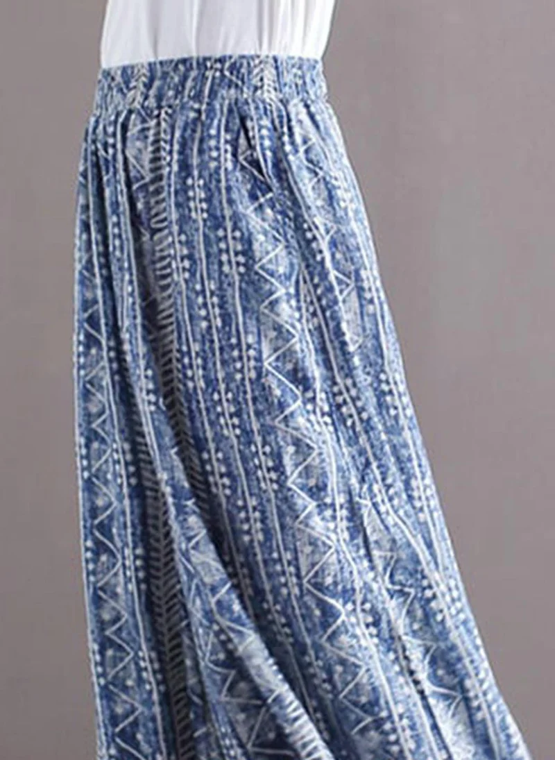 YUNIQEE Blue Printed Cotton Palazzo