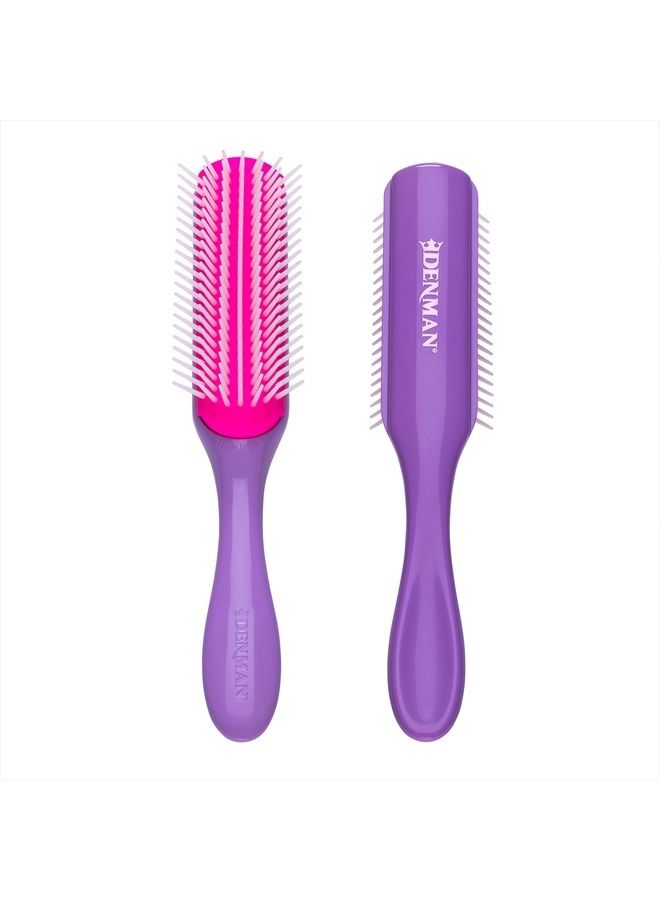 DENMAN Curly Hair Brush D3 (African Violet) 7 Row Styling Brush for Detangling, Separating, Shaping and Defining Curls - For Women and Men - Image 1