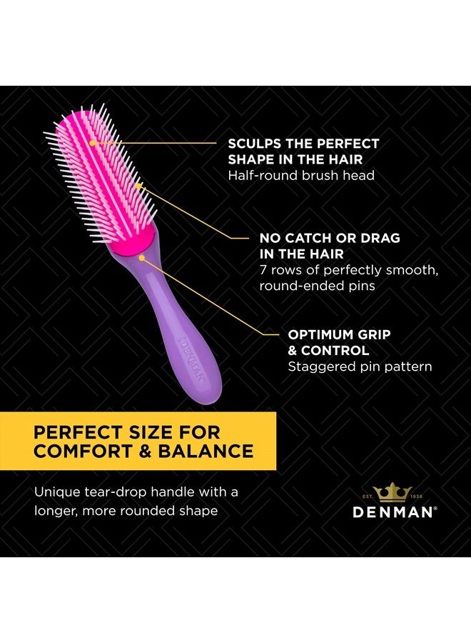 DENMAN Curly Hair Brush D3 (African Violet) 7 Row Styling Brush for Detangling, Separating, Shaping and Defining Curls - For Women and Men - Image 5