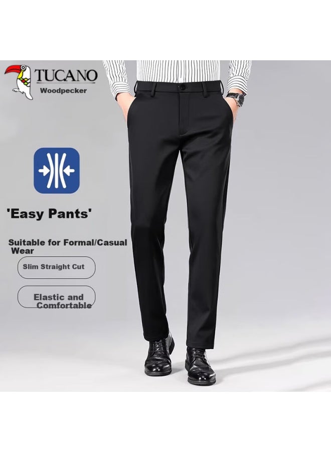 Tucano Casual Pants For Men, Summer Stretch Slim Fit Versatile Dress Pants, Business Casual Comfortable Trousers, Men's Clothing, Black, Size 31 - Image 1