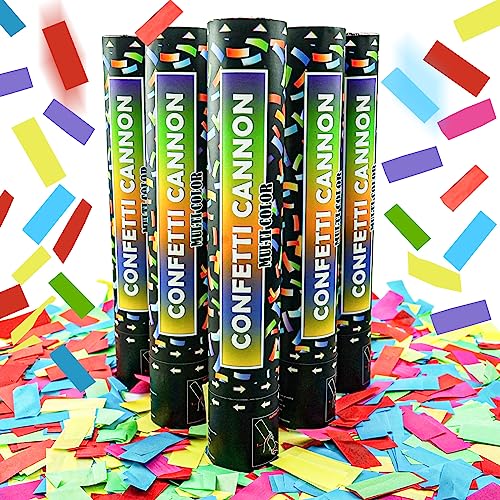 OceanWings 12 Inch Confetti Cannon Multicolor Confetti Popper Party Shooter for Wedding Birthday Graduation Celebration 5 Pack Biodegradable Confetti Shooter Launches 2026 ft - Image 1