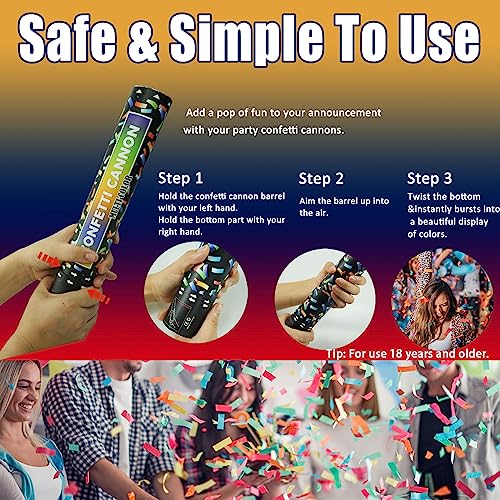 OceanWings 12 Inch Confetti Cannon Multicolor Confetti Popper Party Shooter for Wedding Birthday Graduation Celebration 5 Pack Biodegradable Confetti Shooter Launches 2026 ft - Image 5