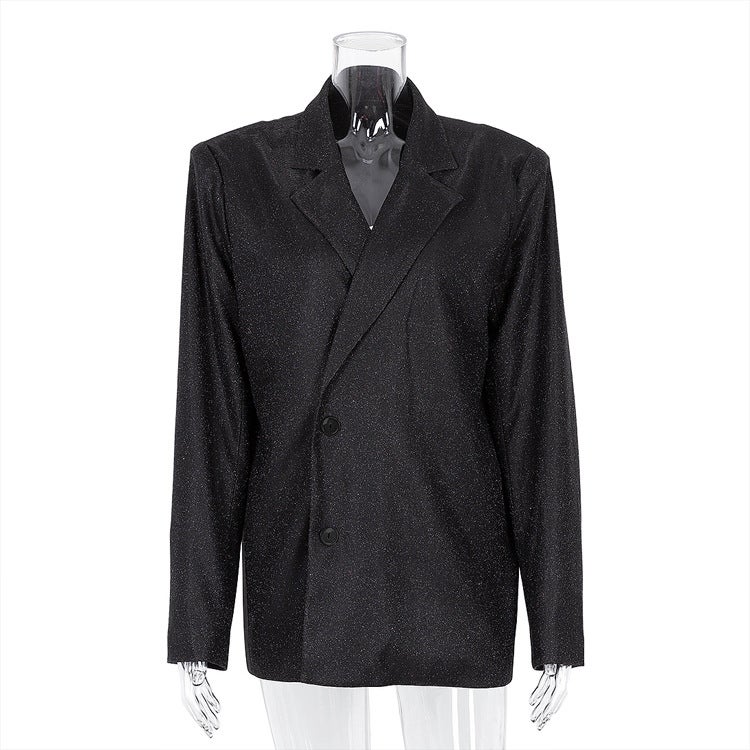 Chic Sequin Vest Pantsuit Evening Clubwear (Black) coat 