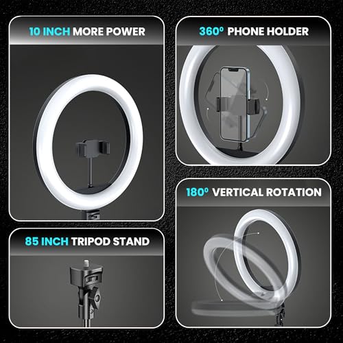 Kratos K20, 10 inches Ring Light with Stand, 85 Inch Foldable Tripod, 3 Colour Switch Mode Ring Light with USB for Studio, YouTube, Video Shoot Live Stream Makeup Compatible with iPhone, Smartphone - Image 5