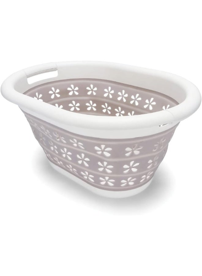 Camco White/Taupe Collapsible Utility/Laundry Basket