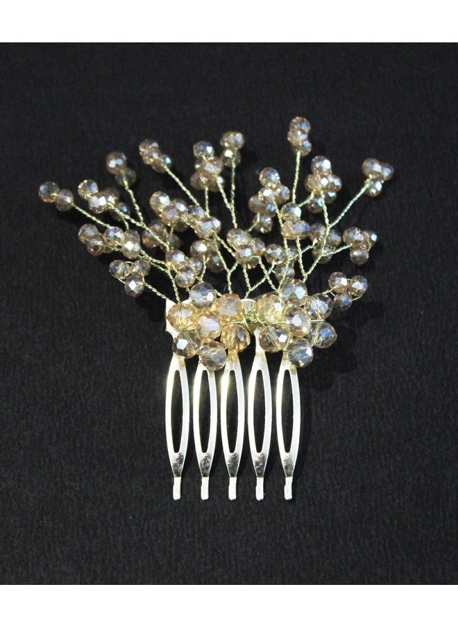 La belleza - La Belleza Wedding Hair Accessory Tiara | Pearl Crystal Hair Side Comb | Floral Hair Crown | Hair clip/Side Pin for Girls and Women (Pearl comb) - Image 1