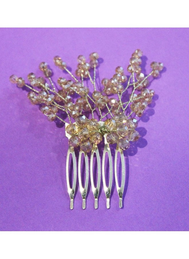 La belleza - La Belleza Wedding Hair Accessory Tiara | Pearl Crystal Hair Side Comb | Floral Hair Crown | Hair clip/Side Pin for Girls and Women (Pearl comb) - Image 1