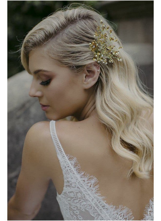 La belleza - La Belleza Wedding Hair Accessory Tiara | Pearl Crystal Hair Side Comb | Floral Hair Crown | Hair clip/Side Pin for Girls and Women (Pearl comb) - Image 1