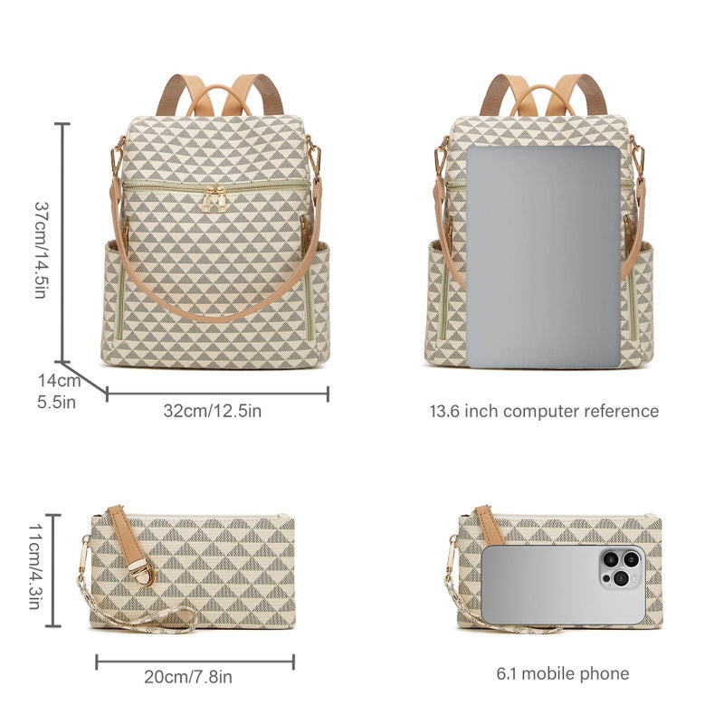 Makes Backpack Purse for Women PU Leather Travel Satchel Handbag Convertible Design Bag with Purse 2 Piece - Image 4