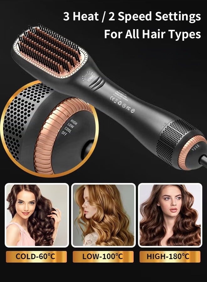 Hair Dryer Brush Ceramic Dryer And Styler 3 In 1 Professional Black/Beige - Image 5