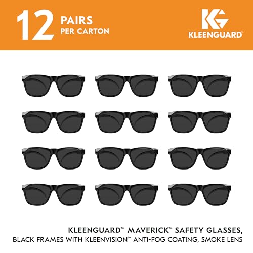 KleenGuard™ V30 Maverick™ Safety Glasses (49311), with KleenVision™ Anti-Fog Coating, Smoke Lenses, Black Frame, Unisex Sunglasses for Men and Women (Qty 12) - Image 2