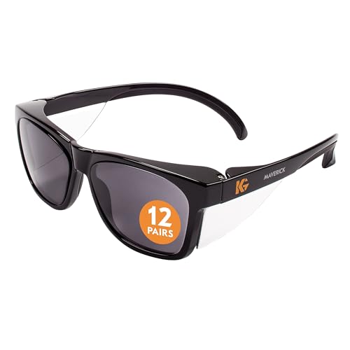 KleenGuard™ V30 Maverick™ Safety Glasses (49311), with KleenVision™ Anti-Fog Coating, Smoke Lenses, Black Frame, Unisex Sunglasses for Men and Women (Qty 12) - Image 1