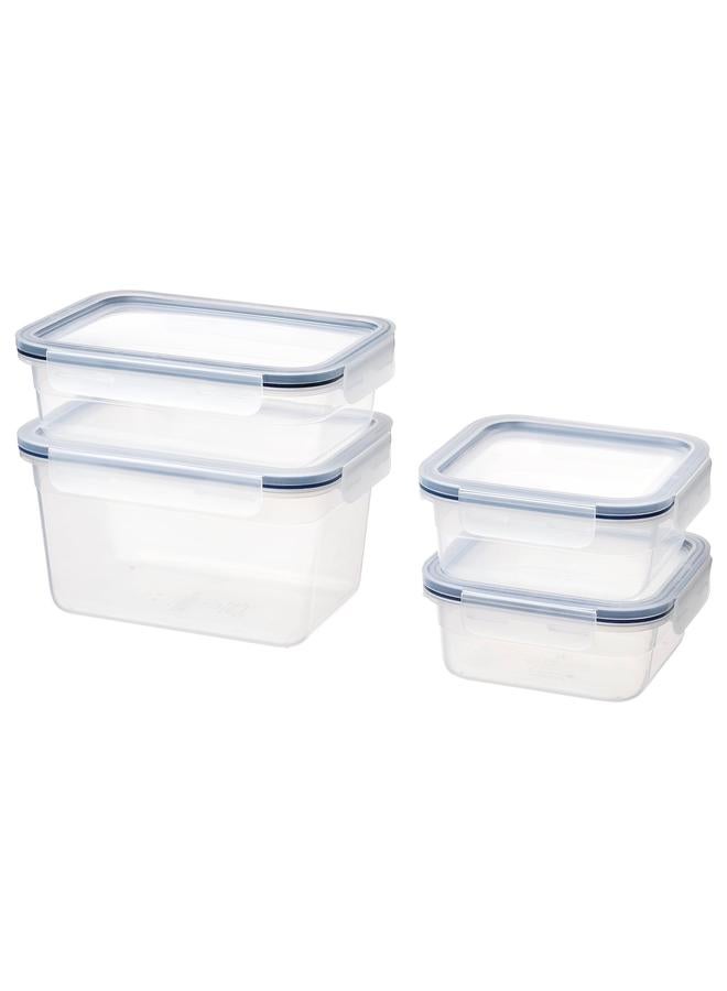 زبون حافظة طعام مع غطاء، مجموعة من 4 قطع، بلاستيك - Image 1
