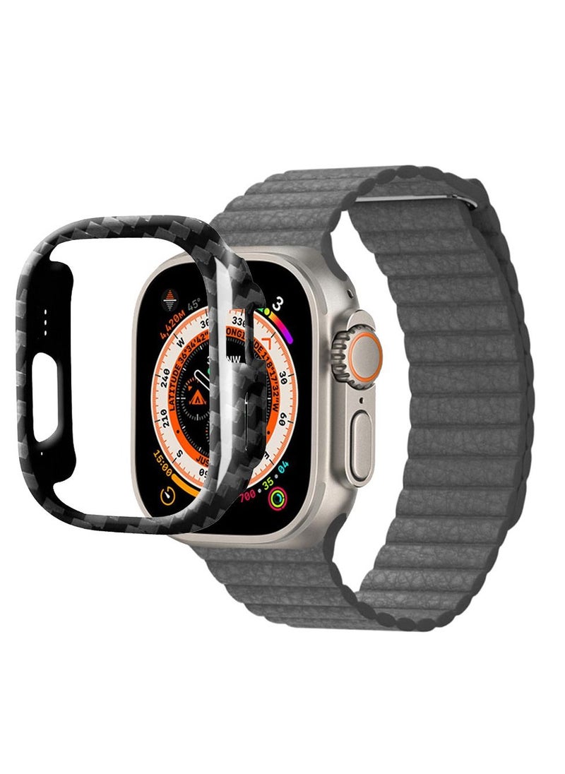 CATANES - 2 Packs For Apple Watch Band 49mm Leather Loop Band Magnetic Watch Strap Wristband and Carbon Fiber Cup Holder Grey - Image 1