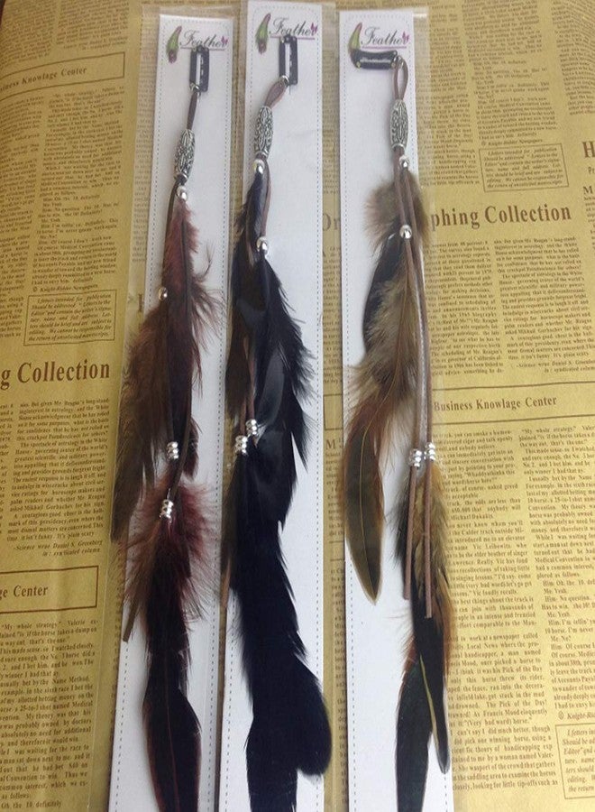 CBLUO Feather Boho Hippie Indian Headband Tassel Headdress Headwear Headpiece Crown Hair Bands Party Decoration Cosplay Costume Handmade Hair Accessories Black - Image 5