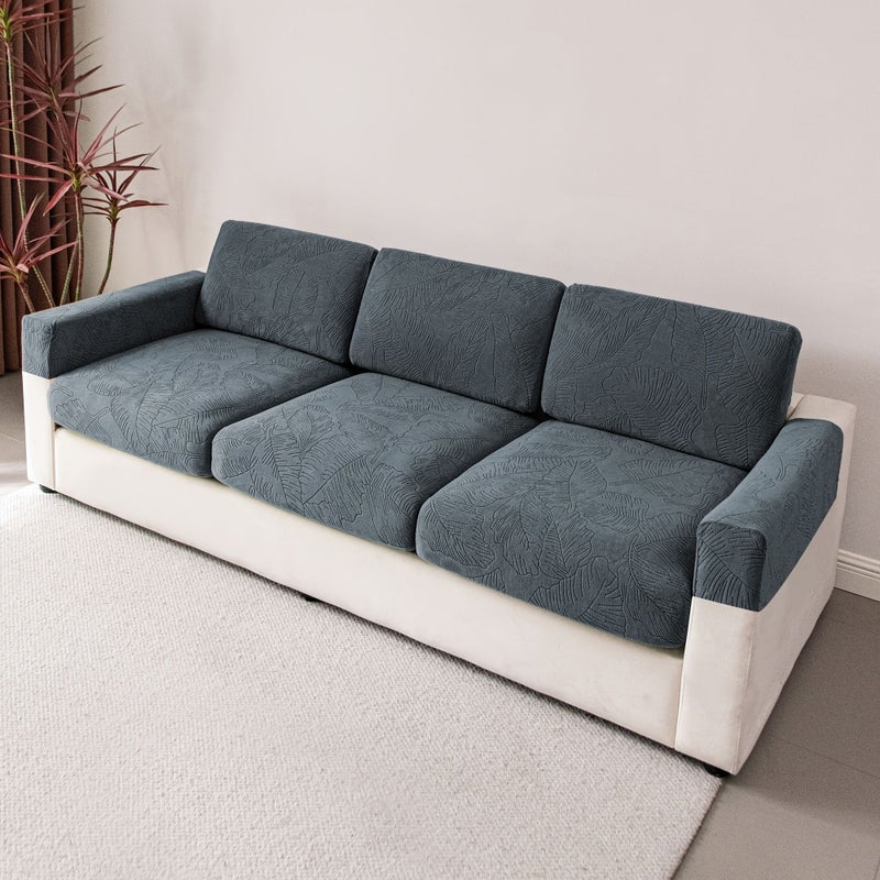 Dark Gray Jacquard Sofa Cushion Cover 1pc Back Protector Slipcover - Image 4