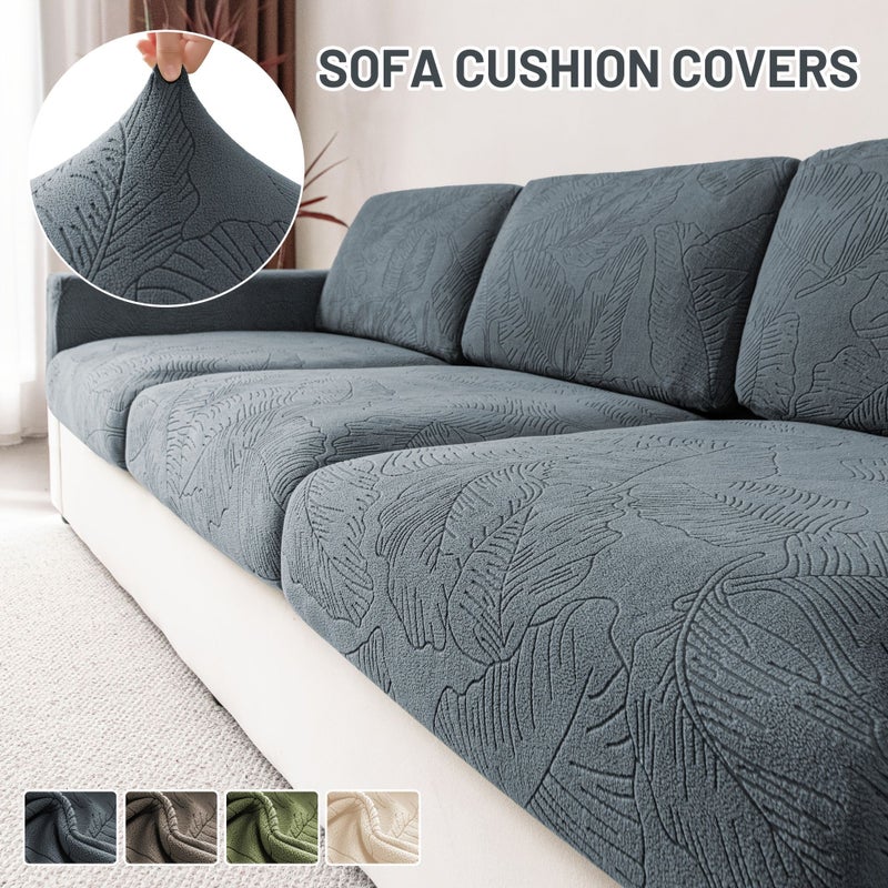 Dark Gray Jacquard Sofa Cushion Cover 1pc Back Protector Slipcover - Image 1