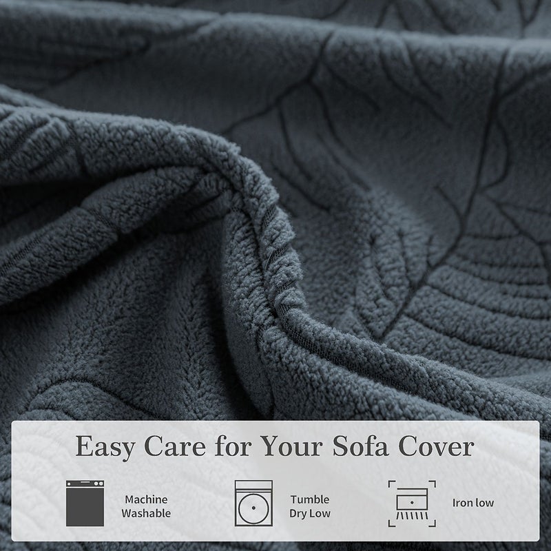 Dark Gray Jacquard Sofa Cushion Cover 1pc Back Protector Slipcover - Image 2
