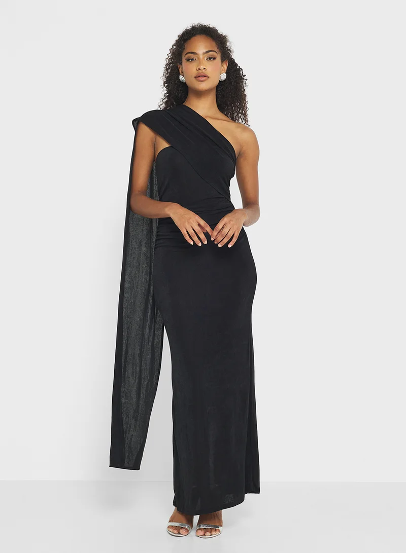 جينجر Bandeau A Line Dress with Scarf Detail