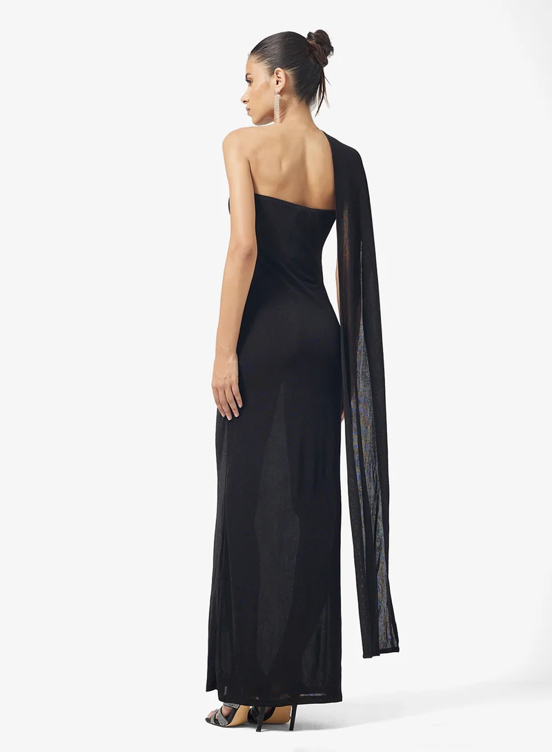 جينجر Bandeau A Line Dress with Scarf Detail